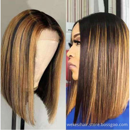 Brazilian Remy Hair Highlight Toppik Blonde Transparent Swiss Frontal Wig Vendor, Human Hair Lace Front Wigs For Black Women